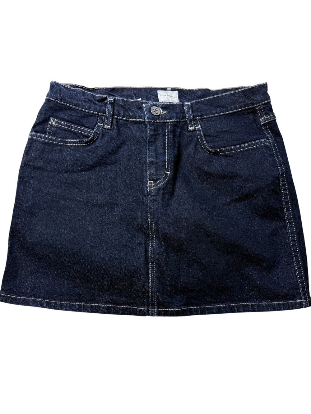 Calvin Klein Jeans Vintage Y2K Dark Indigo Denim Mini Skirt Juniors Size 7 CK
